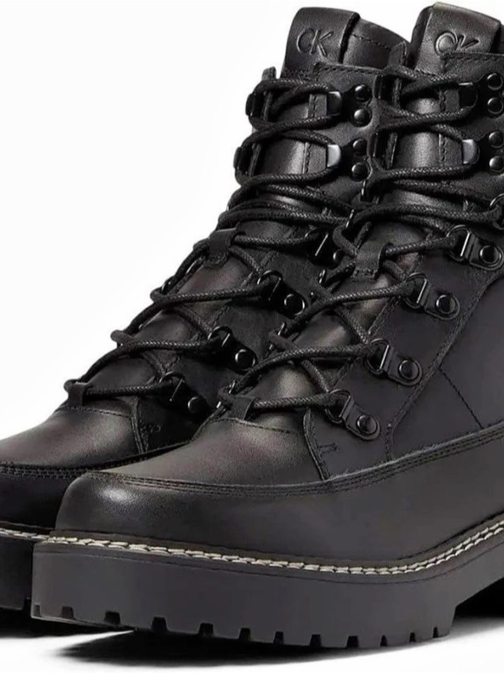 Calvin Klein Shania Black Leather Lace-Up Boots 7.5 M NIB